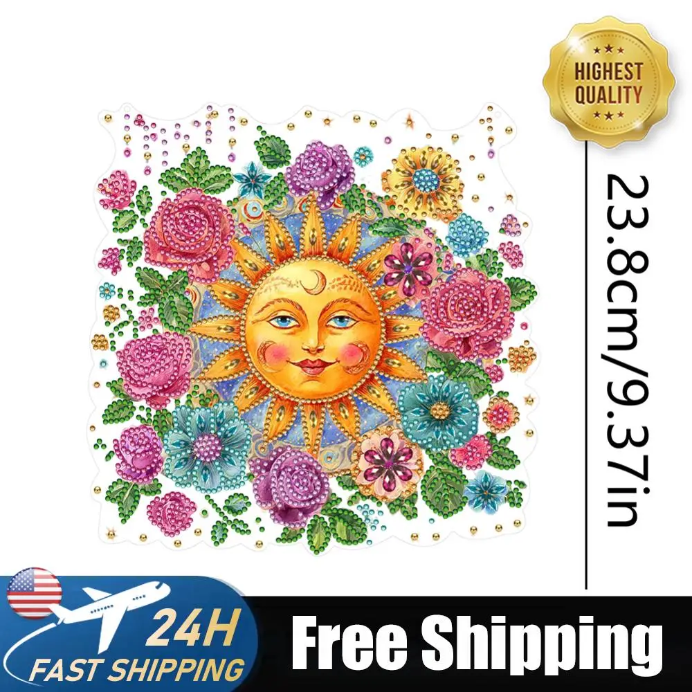 

Acrylic Special Shape Rose Sun 5D DIY Diamond Painting Dots Hanging Pendant
