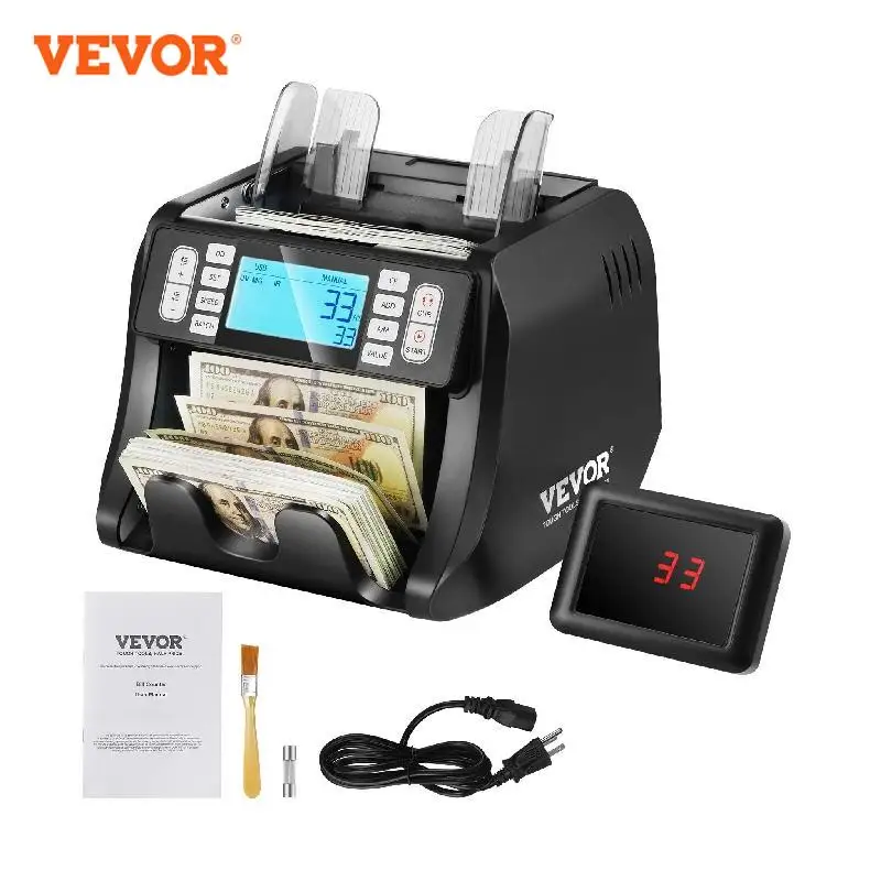 VEVOR 1200 قطعة/دقيقة عداد المال الأعمال ماكينة تسجيل المدفوعات النقدية فواتير كاشف الفواتير المزيفة بواسطة وظيفة UV/MG/IR/DD لمتجر البنك