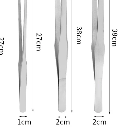 Stainless Steel Reptile Feeding Tongs With Rubber Tips Aquarium Straight and Curved Tweezers Pet Feeding Accessories