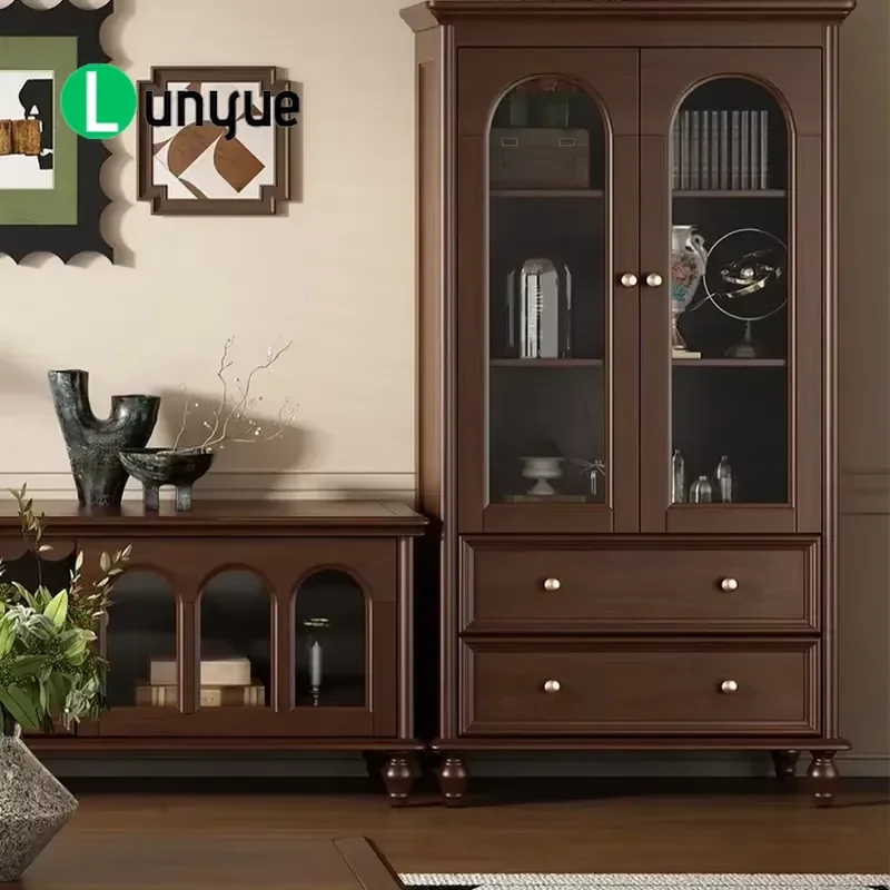 American Solid Wood Cabinet for Living Room High Quality Scratch Resistant Sturdy Construction Reliable Performance Home