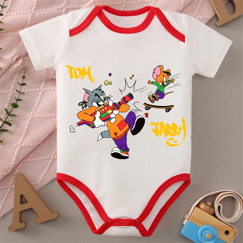 MINISO Tom e Jerry Stampa Puro Cotone Morbido Panni per Bambini Tuta Tutina per 0-12 Mesi Neonato Miglior Regalo per Il Bambino