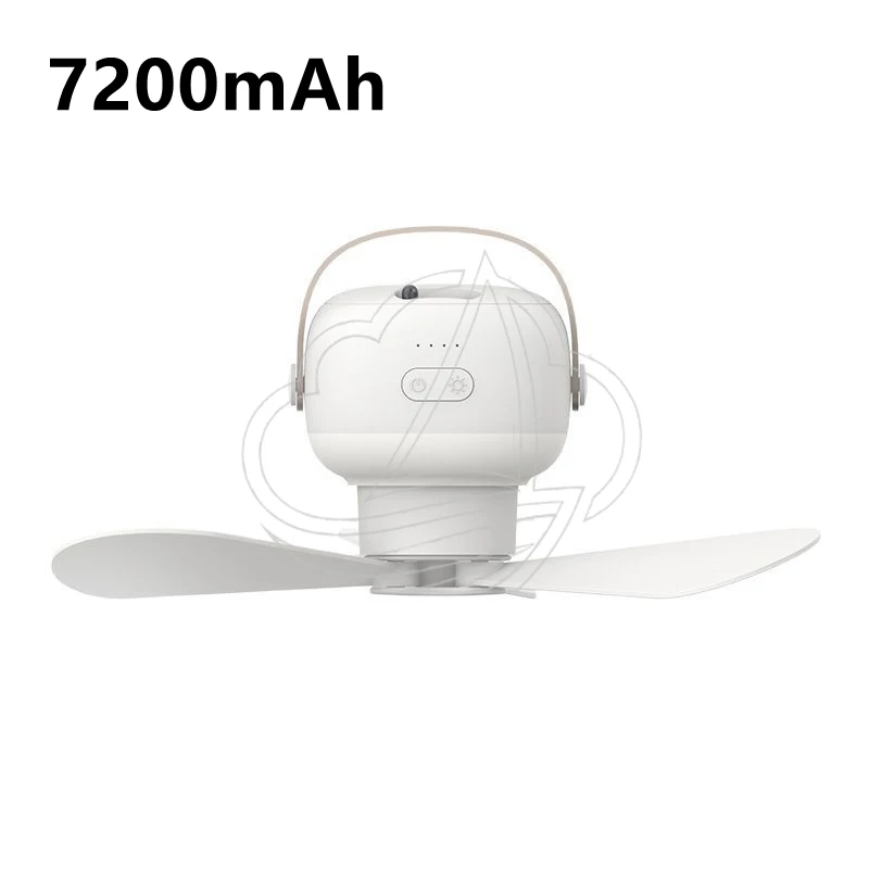 7200mAh Portable Camping Ceiling Fan Remote Control LED Light Rechargeable Tent Canopy Fan
