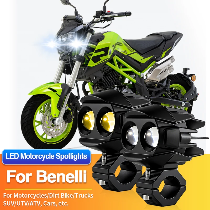 

1 Set LED Universal Motorcycles Headlight Dual Color Fog Light UTV ATV for Benelli 302S/502C/752S/Leoncino 500/Leoncino Trail