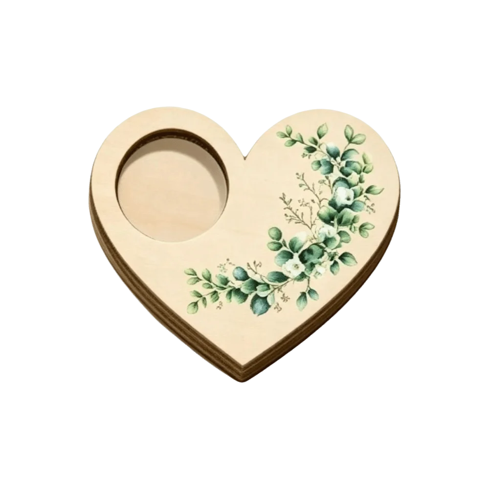Floral Pattern Heart Shaped Candle Holder Butterfly Ornament Desktop Decoration Candlestick Sweet Wooden Candle Holder