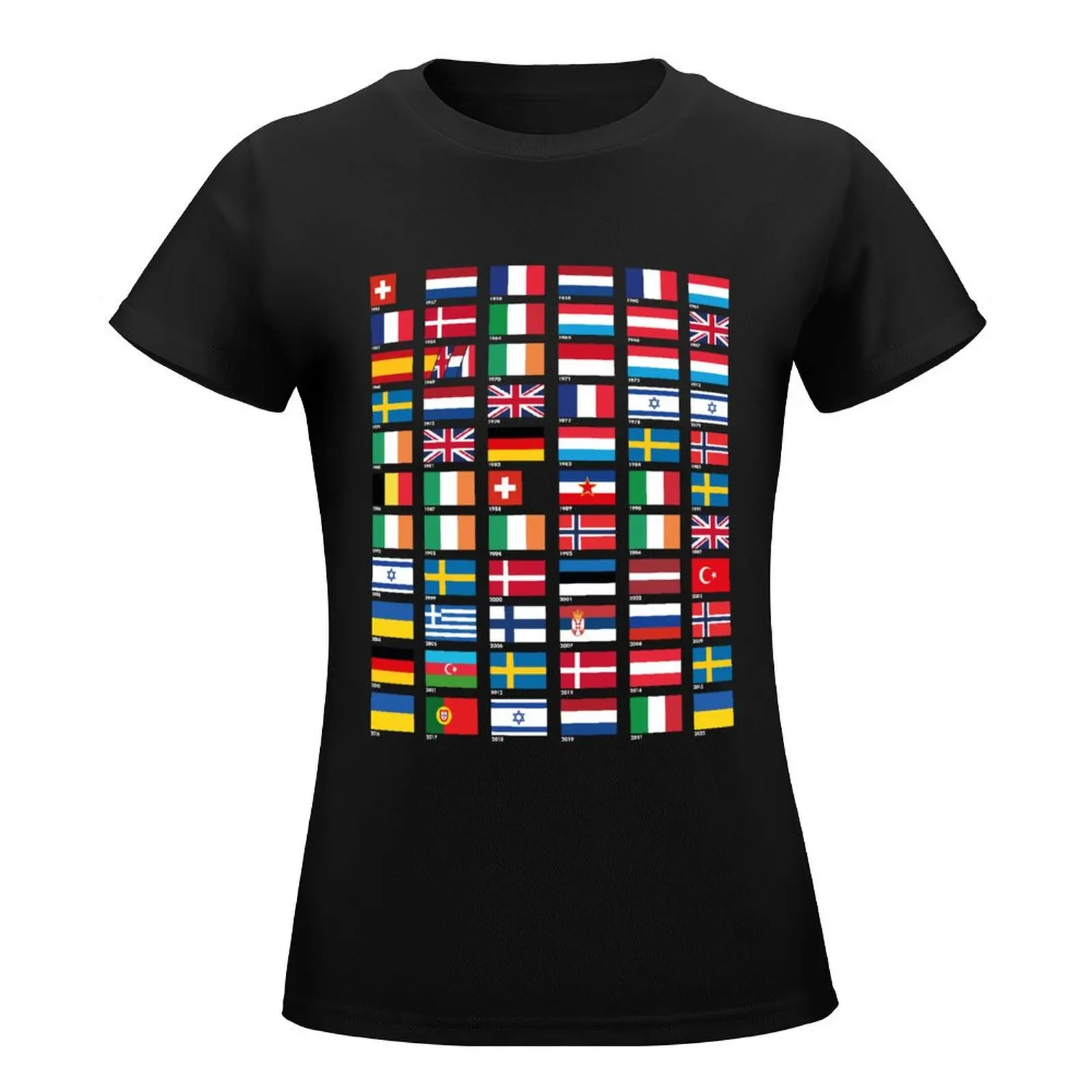 Every Eurovision Song Contest Winner's Flag T-Shirt korean fashion tees oversized t-shirt dress for Women sexy