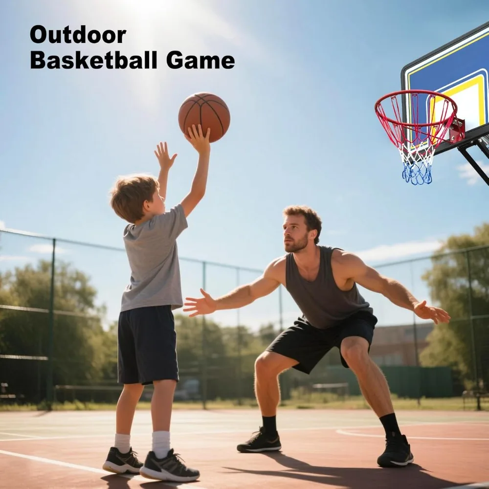 draagbare basketbalring voor buiten met hoogteverstelling van 8,04 tot 10 meter, onbreekbaar bord van 44 inch, heavy-duty frame voor alle leeftijden