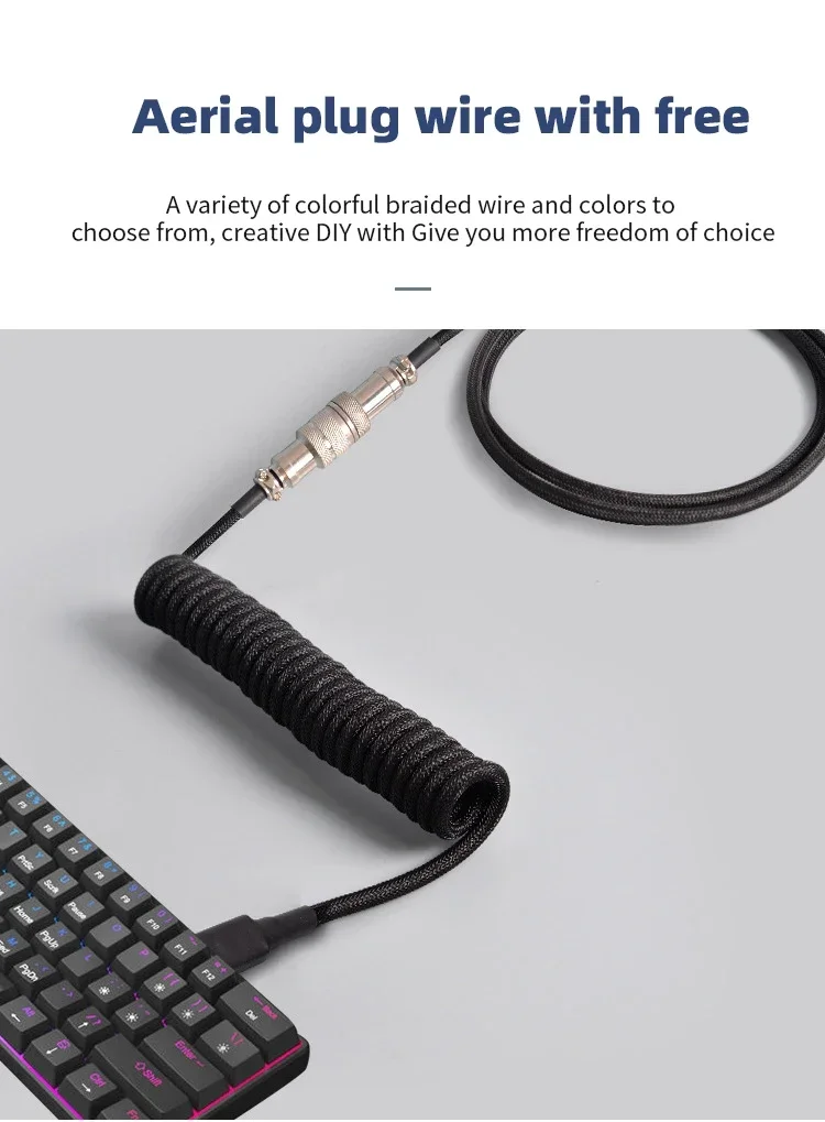 Typ-C-USB-Anschluss, Aviator-Spiralkabel für Gaming- und Desktop-Computer, Spiralkabel für mechanische Tastatur