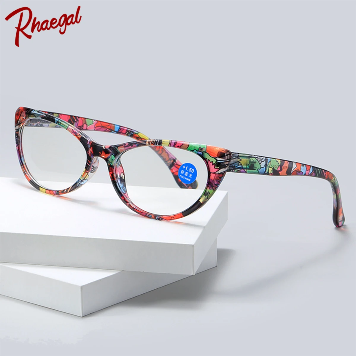 Rhaegal, gafas de presbicia con bloqueo de luz azul y ojo de gato Floral Vintage para mujeres y hombres, gafas de lectura de moda de estilo bohemio