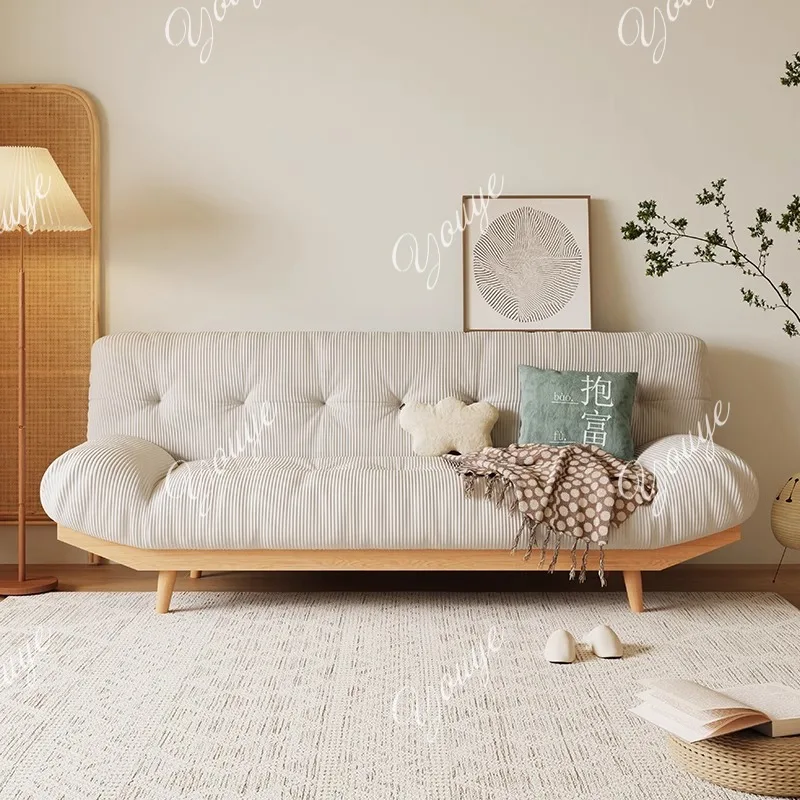 Log cloud sofa bed folding dual-purpose living room solid wood sofa small apartment double sitting and sleeping integrated