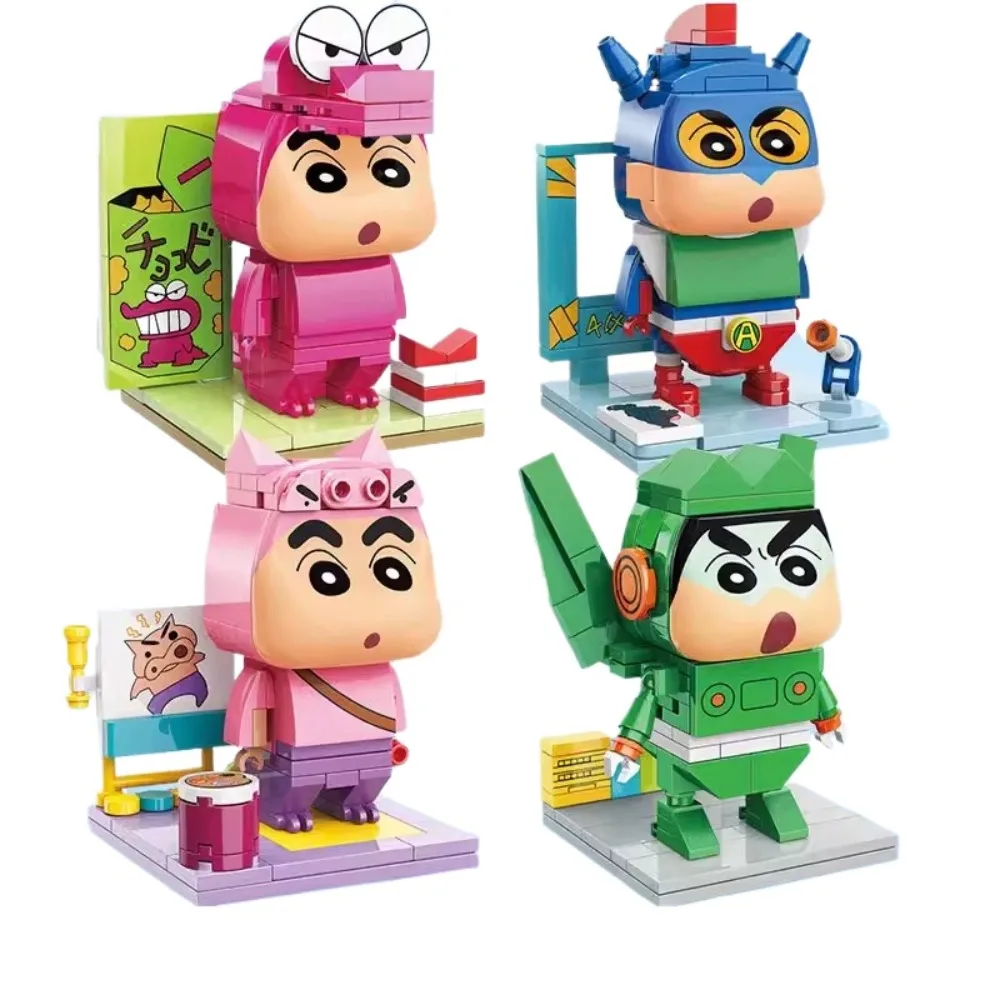 Keeppley Comic Crayon Shin Chan Superman dinamico assemblaggio modelli di blocchi di costruzione puzzle per bambini giocattoli regali per ragazzi ragazze