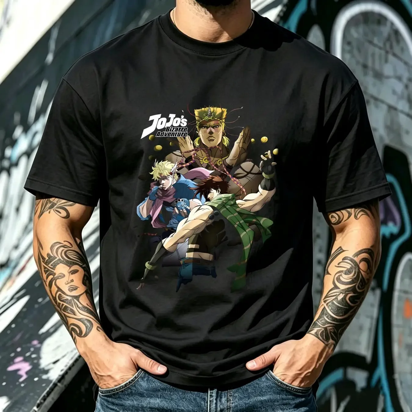 washed T Shirt Jojo's Bizare Adventure Adult New Joseph Joestar Collage of Characters long or short sleeves vintage Washed