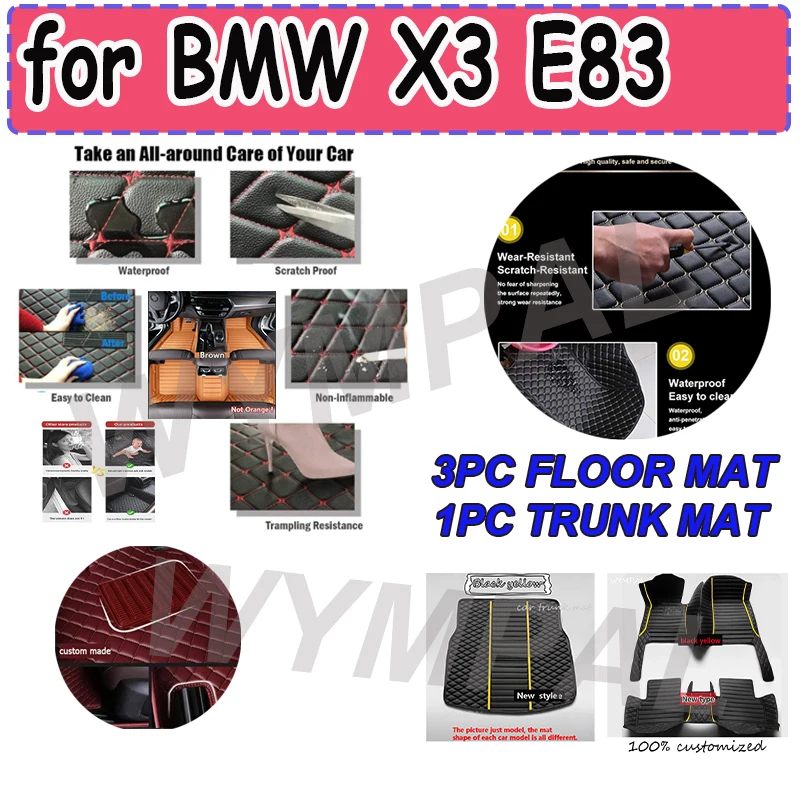 

LUXURY Car Floor Mats For BMW X3 E83 2005 2006 2007 2008 2009 2010 Auto Foot Pads Automobile Carpet Cover Interior Accessories