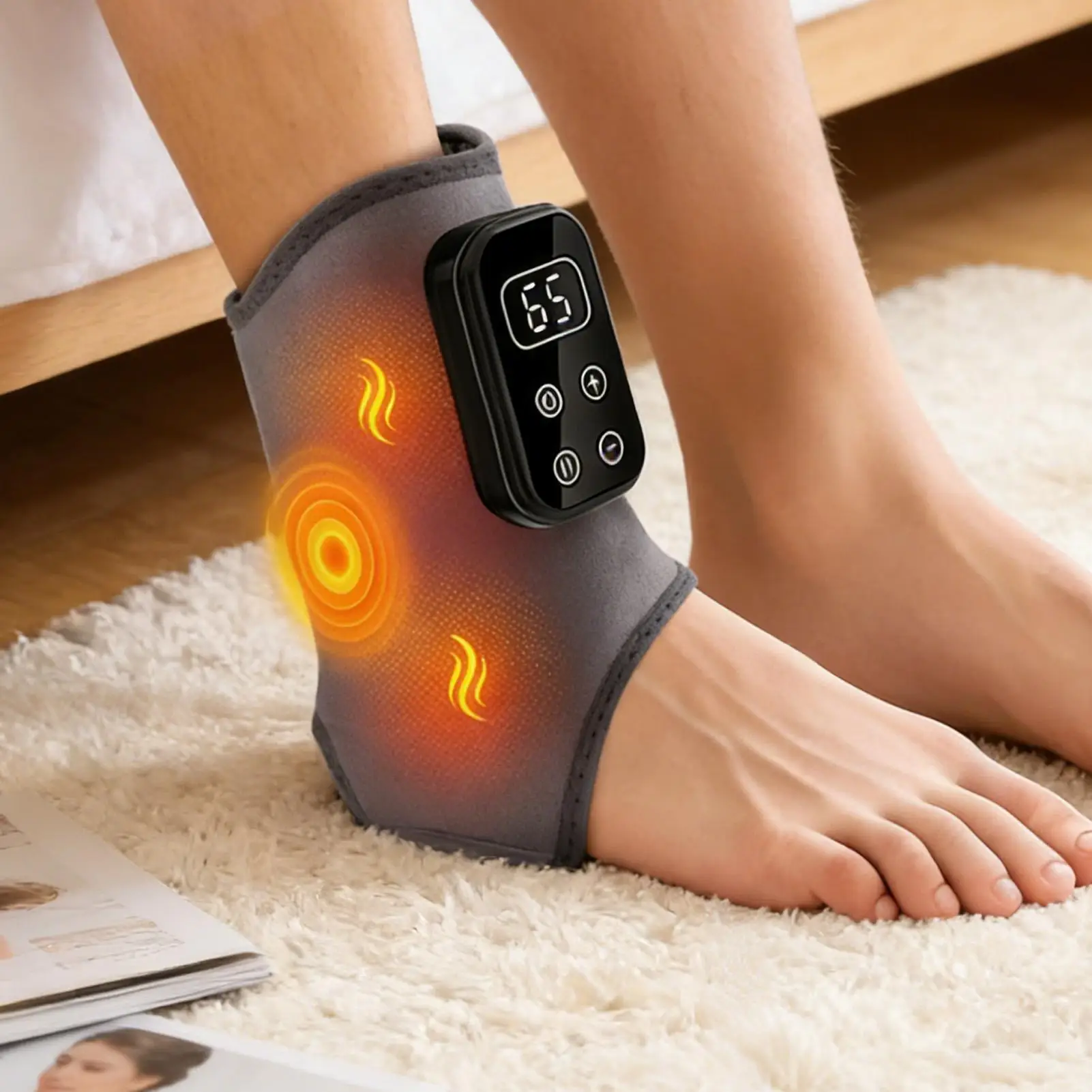 Foot Ankle Massager With Heat Cordless Relaxation Brace Wrap With Vibration Electric Foot Massager For Women Men Arm Muscle Home