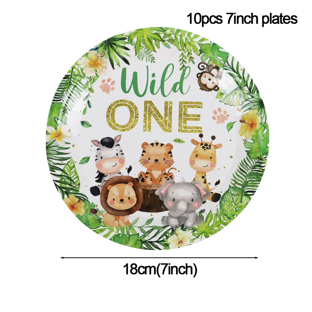 Wald Dschungel Geburtstag Party Dekorationen Wild One Tier Tischdecke Geschirr Set Woodland Safari Happy Birthday Party Supplies – Detail 8