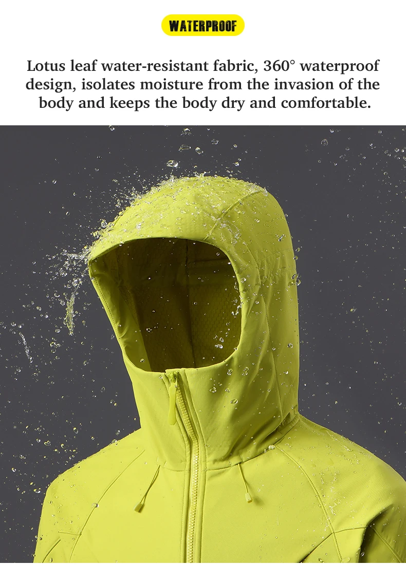 JNLN Herren Damen Wasserdichte Softshell-Jacke, winddicht, warm, Fleece-Regenmantel, Unisex, Wandern, Klettern, Trekking, Outdoor-Windjacke – Detail 4