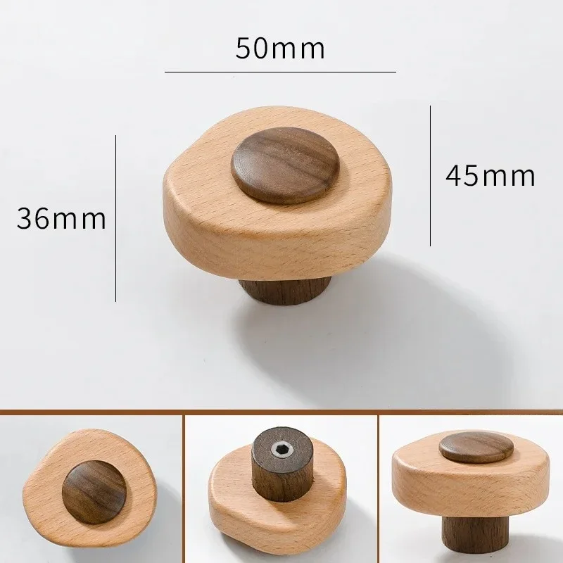 Boutons de tiroir en bois, quincaillerie de commode, bouton d'armoire de cuisine blanc, bouton de placard moderne, poignée de porte de garde-robe ronde
