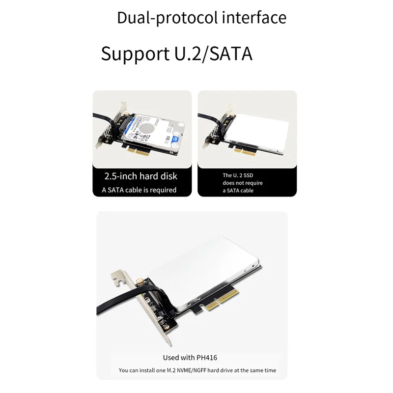 AM-U.2 SSD To PCIE4.0 Riser Card PCI Express 4.0 X4 X8 X16 SFF-8639 Expansion Card As Shown For Windows8/10/Linux