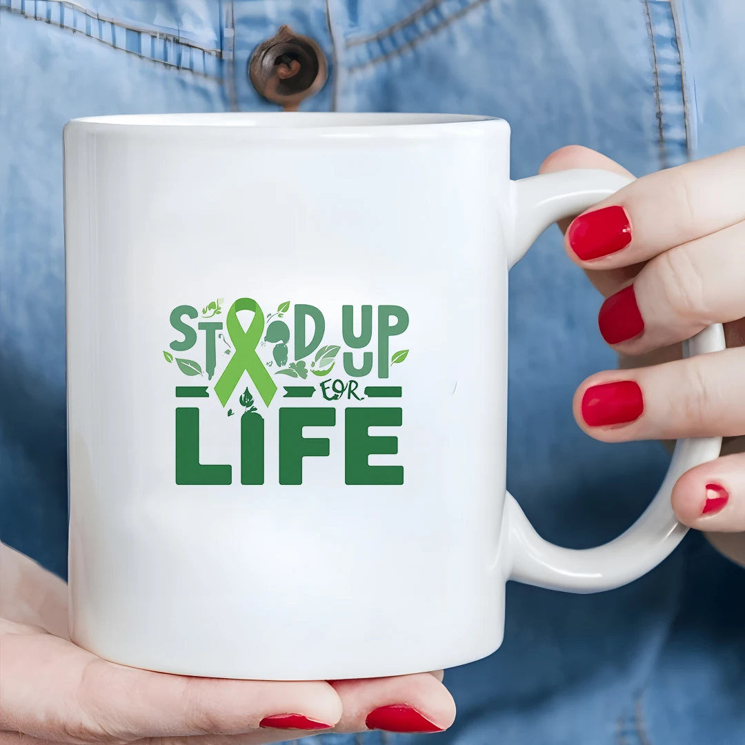 

11oz Cup + Green Ribbon Eco Cup + Stand Up For Life + Kids Office Home Cup - Christmas Gift