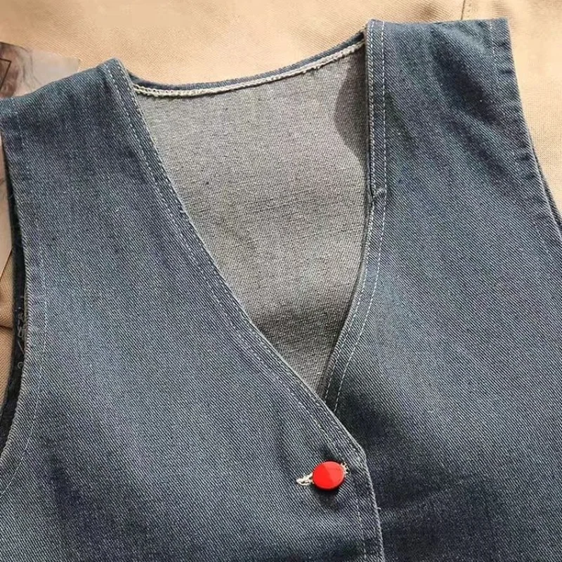 2024 New Summer Sweet Fashion Versatile Thin Tank Top Sleeveless Slim Fit Solid V-neck Pocket Irregular Women\'s Jackets Top