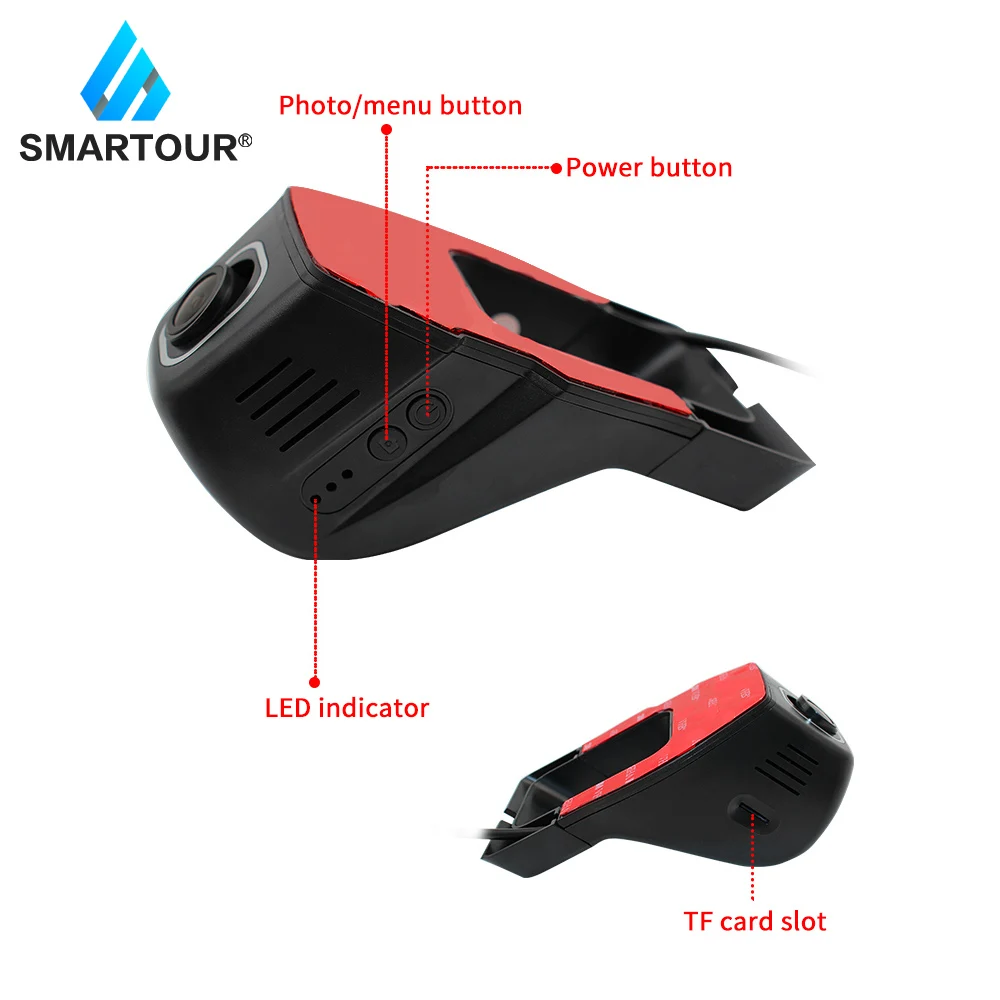 Smartour Hidden Car Dvr Dash Cam Wifi Front Camera Full HD 1080P Loop Driving Record APP Control Record For Phone