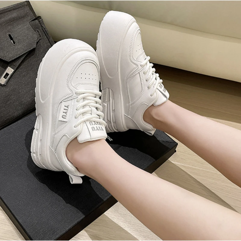 

2024 High Quality Casual Sneakers Women Lace-up Round Toe Running Shoes Woman Comfort Patchwork Flat Shoes Unisex Sneakers Women