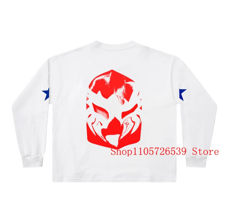 2026 High Quality Cotton Kanye West Tee Men Women Casual Loose Mask Printed Tops Stock