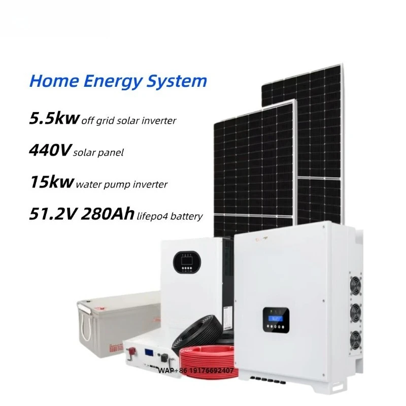 Home Energy System Off Grid 5kw  Inverter with Lifepo4 Lithium Battery  Panel Complete Solar Kit for Home
