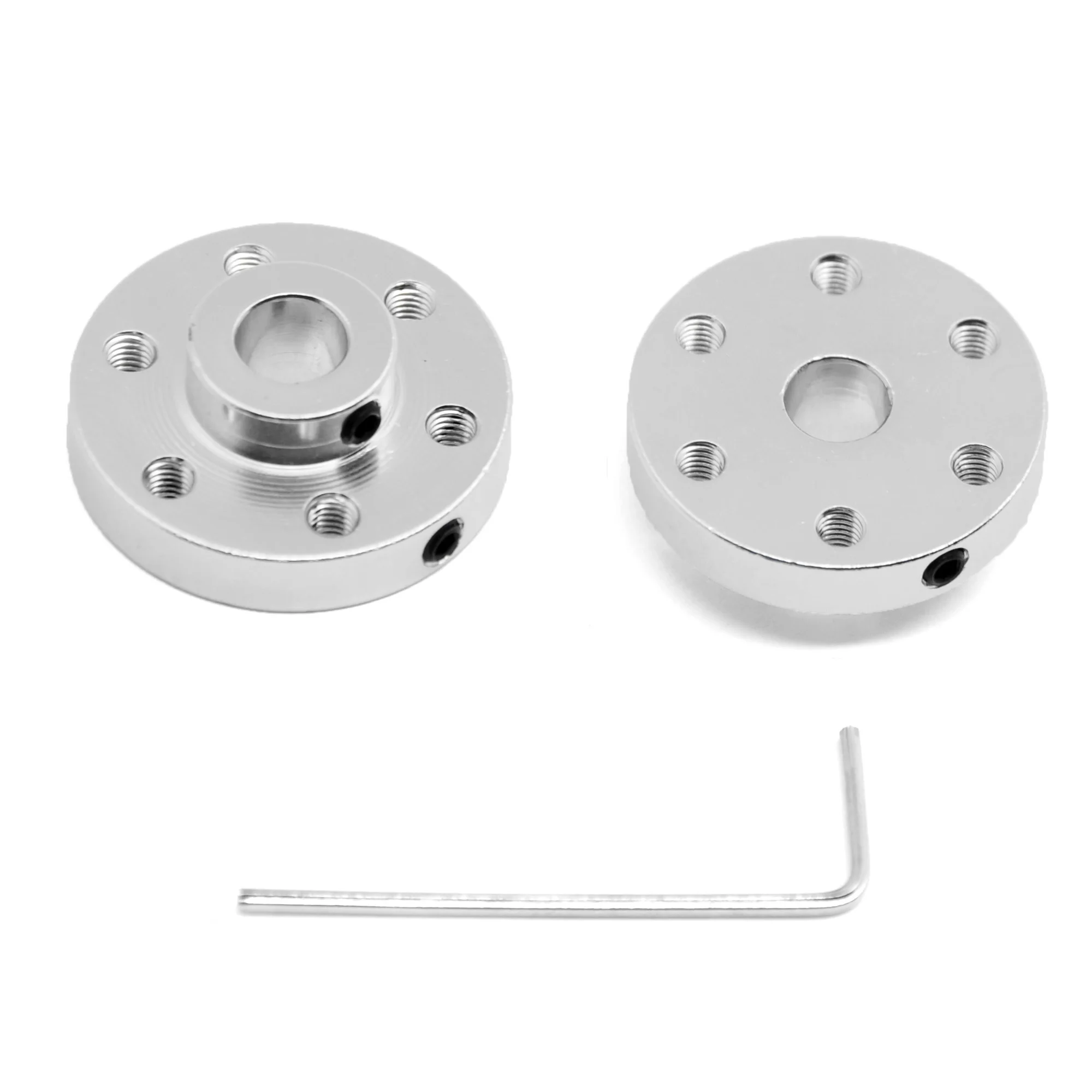 2PCS Rigid Flange Coupling Motor Guide Shaft Coupler, Universal Aluminum MOUNTING HUB for 5mm/ 6mm Shaft Pair with M3 Thread