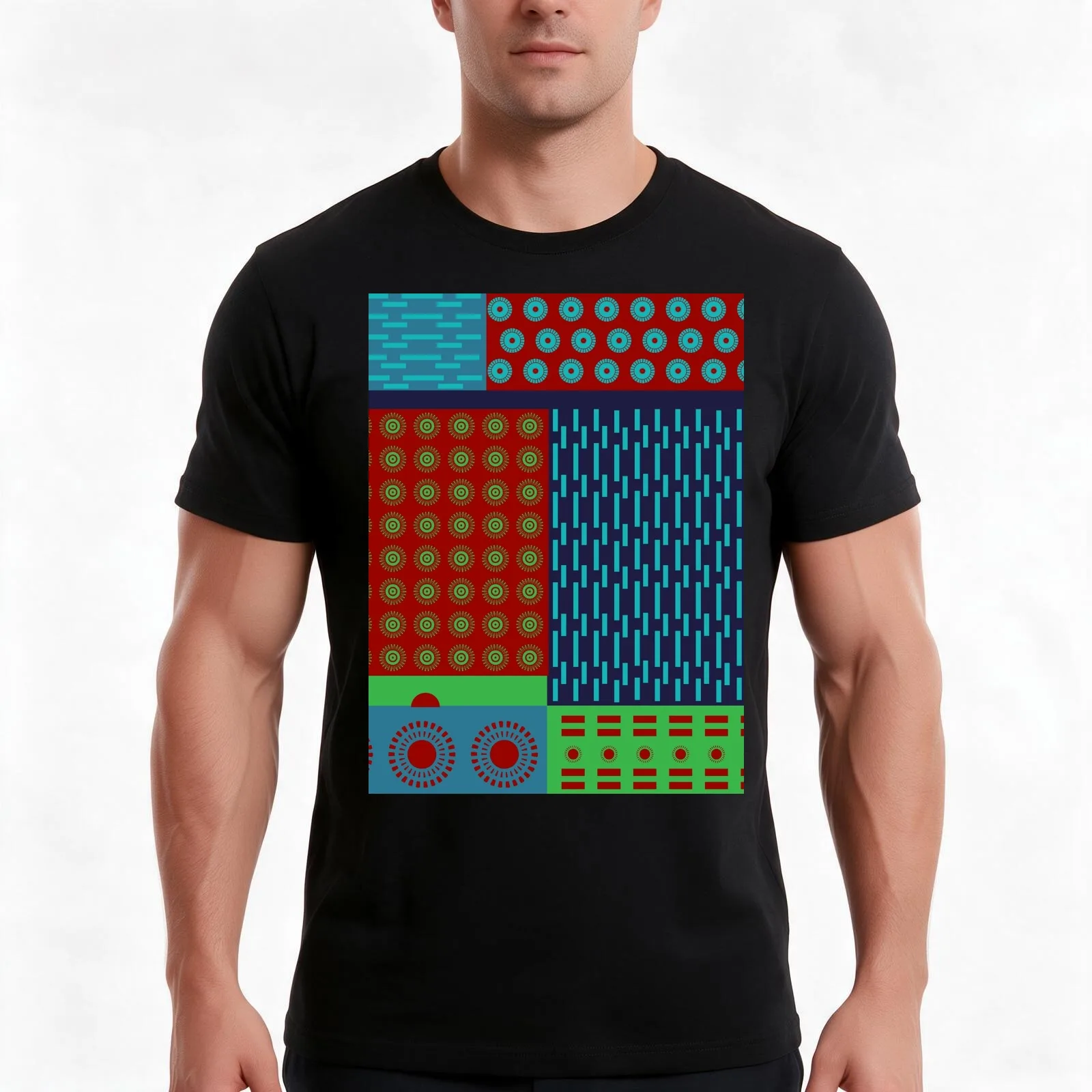 T-shirt patchwork coloré de style japonais, décontracté d'été, en coton, coupe oversize, haut streetwear, imprimé graphique vintage
