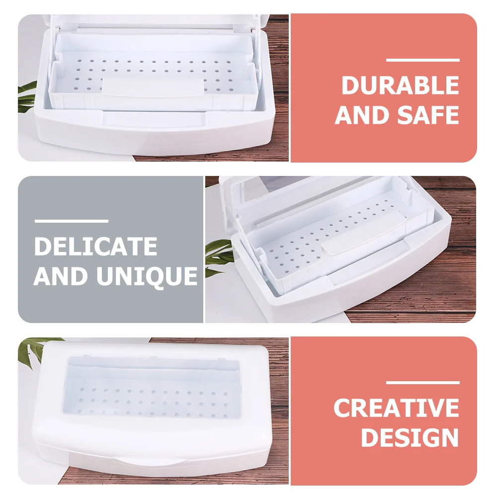 

2Pcs Sterilization Box Nail Art Tools Plastic Organizer Tray for Manicure Tool Storage Nail Salon Sterilizer Tray