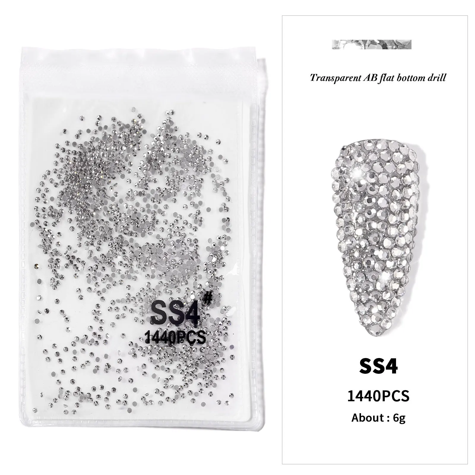 AB/Klar 1 Tasche Nagel Strass Größen SS3-SS12 1440 stücke Nagel Kunst Dekoration Flatback Glas Steine Glänzende Edelsteine DIY edelsteine