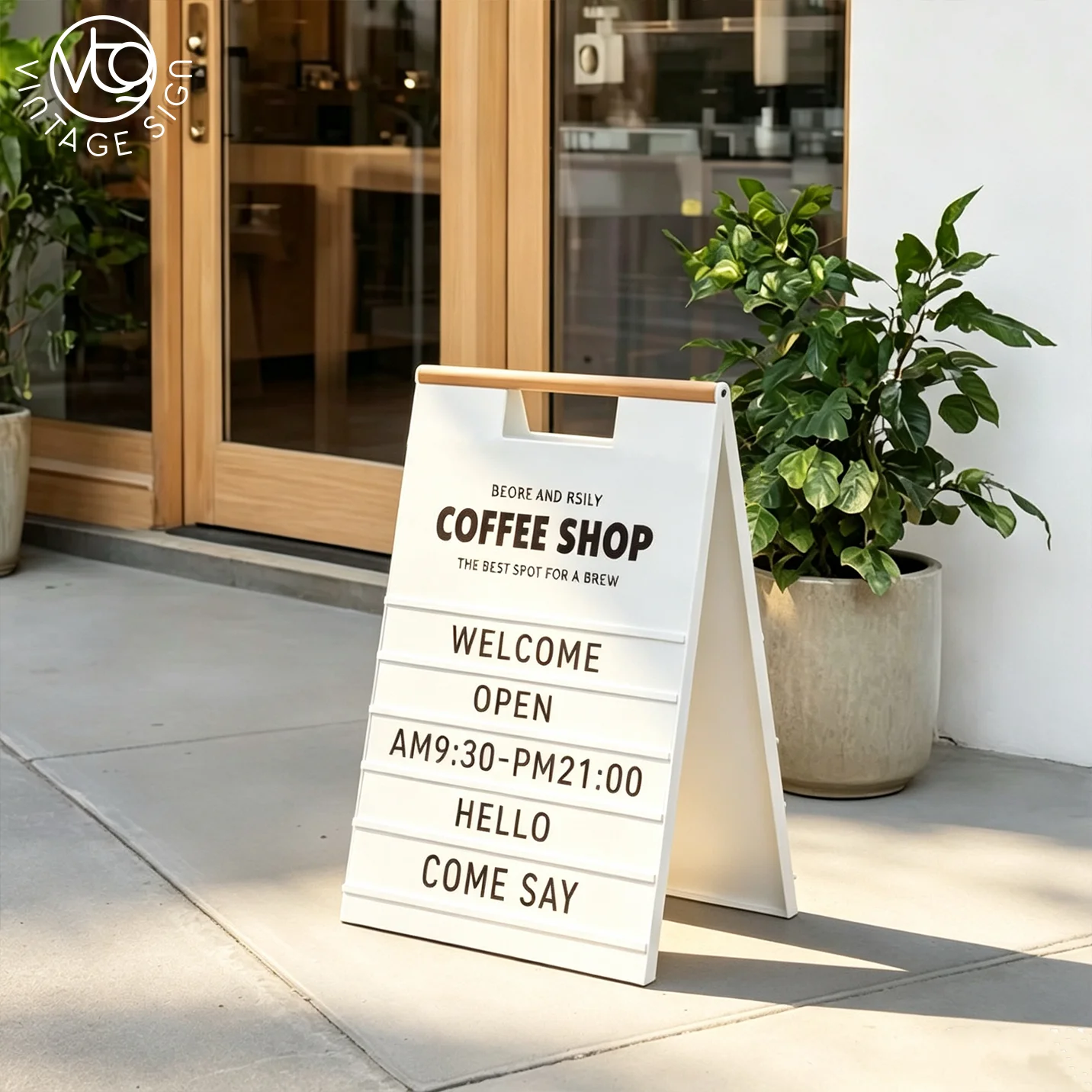 Minimalist Changeable Letter Track A-Frame Sign Foldable Double Sided Sidewalk Message Board Stand For Restaurants