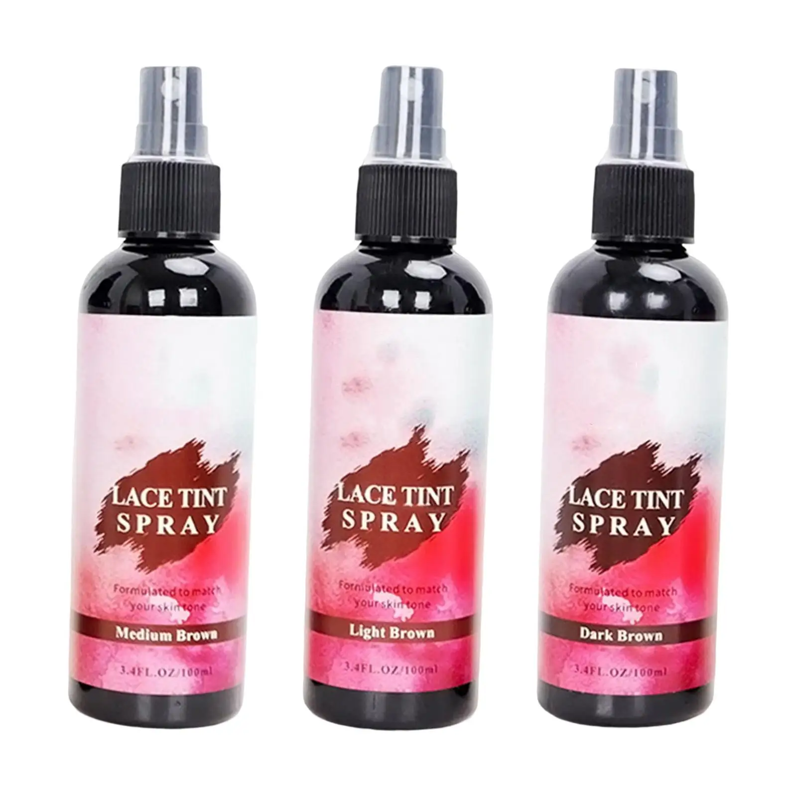 Lace Tint Spray 100ml No Residue Convenient to Use Quick Dry Tinted Lace spray Lace Wigs Spray for Wigs Hair Extension Wig