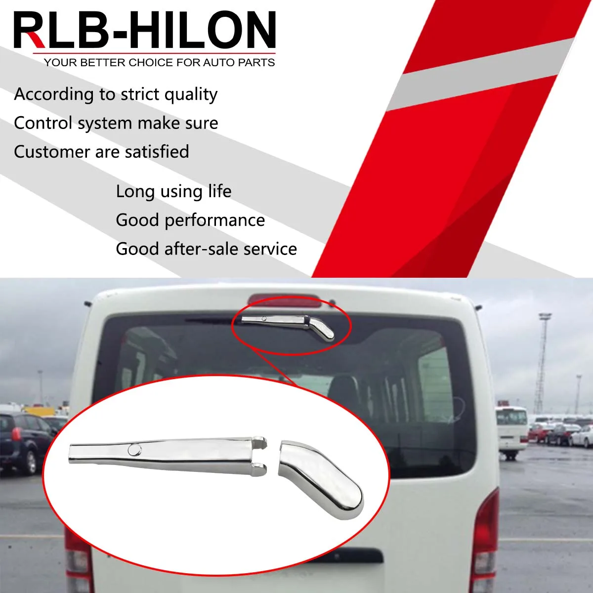 Chrome Rear Back Window Windshield Rain Wiper Blade Cover Trim For Toyota Hiace Commuter Grandia GL 2005-2019