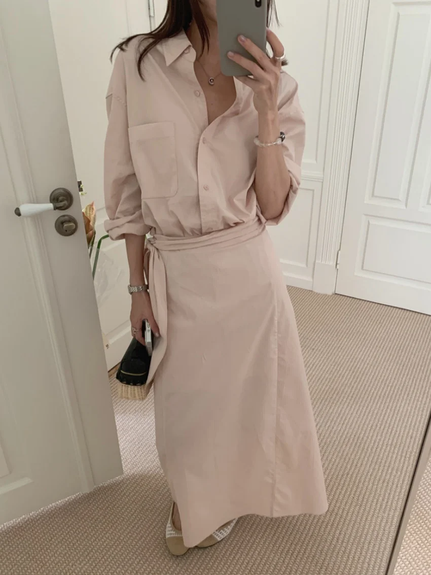 

Alien Kitty Office Lady Women Two Pieces Sets Spring New Slim 2026 Elegant Shirts Bodycon Minimalist Sexy Maxi Skirts