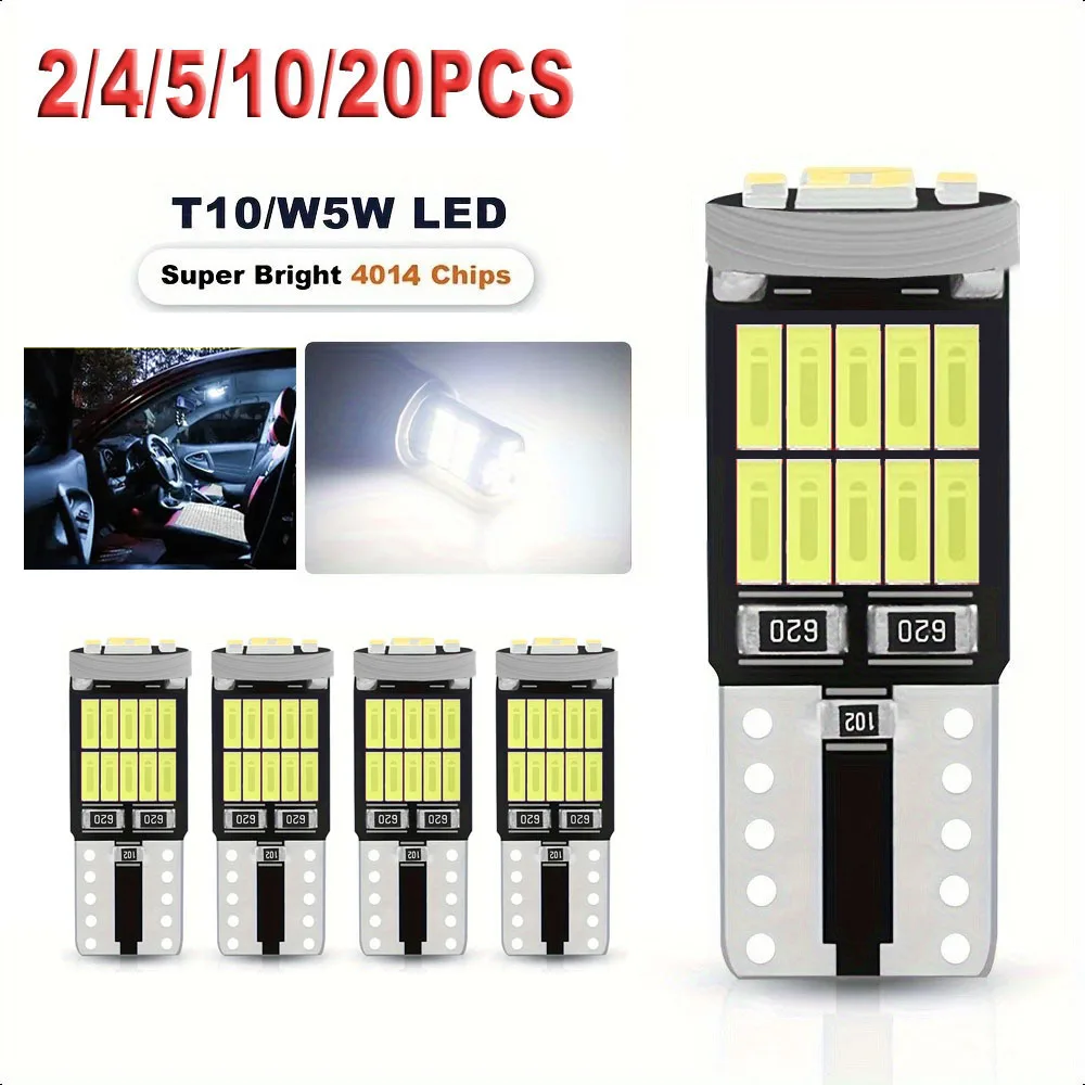 20pcs T10 W5W 194 501 Led Canbus No Error Car Interior Light T10 26 SMD 4014 Chip White Instrument Lights  Signal Lamp
