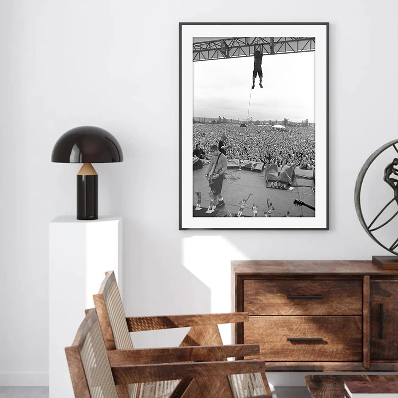 Eddie Vedder Hanging From The Rafters Poster Black and White