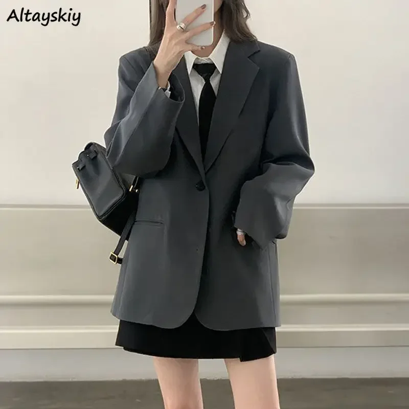 Blazers mujeres largo otoño estilo Preppy prendas de vestir exteriores puras estudiantes suaves Popular dulce novio nuevo Ulzzang ocio diseñado diario