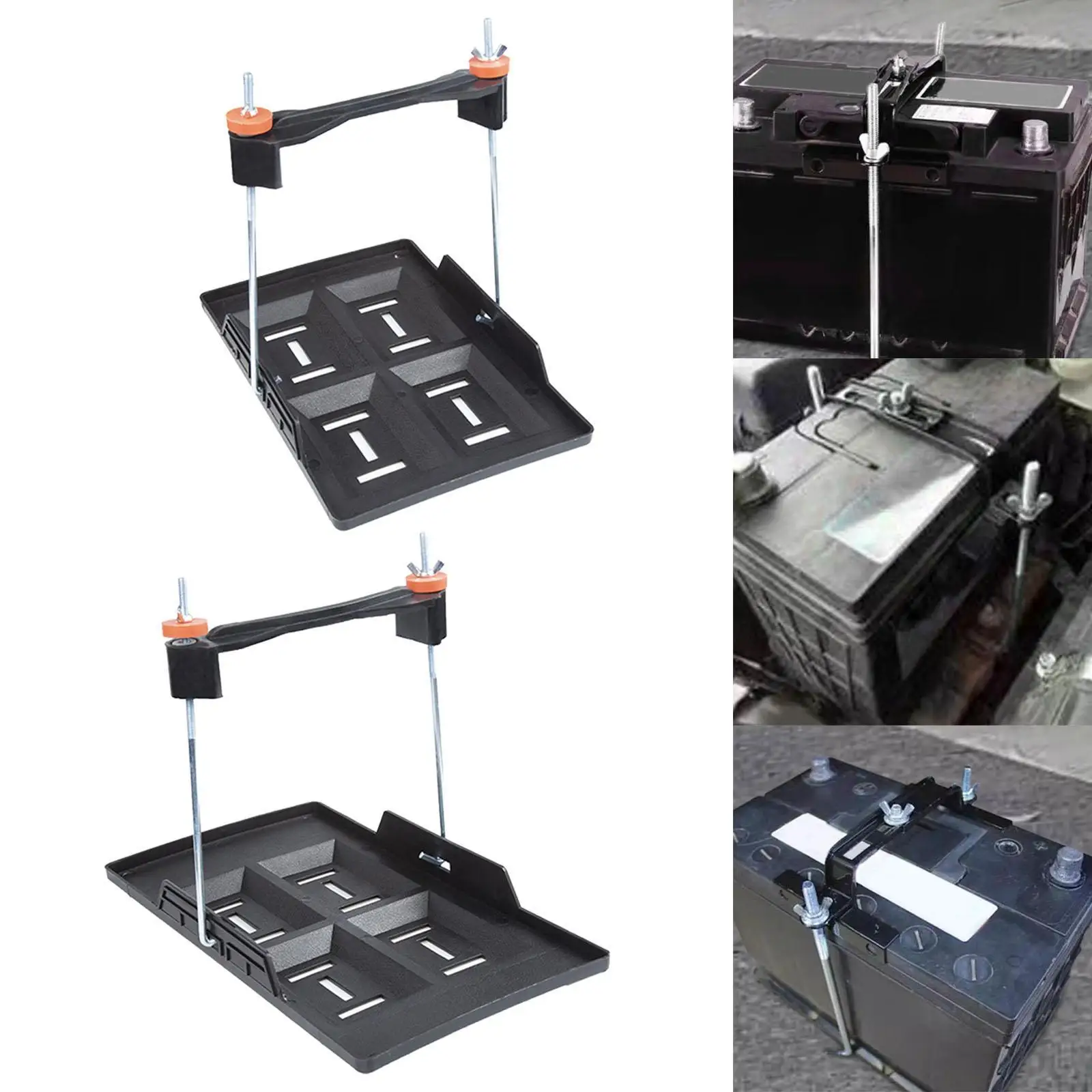 Car Battery Tray Bracket Storage Battery Holder Adjustable Bracket Clamp Stabilizing Battery Tray Holder for Marine Rvs
