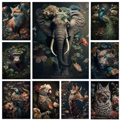 Full Diamond Mosaic New 2024 Diy Jungle Animal Flowers Peacock Toucan Parrot Elephant 5d Diy Diamond Painting Embroidery X1323