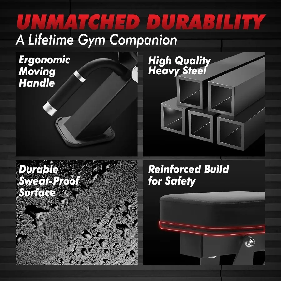 مقعد وزن قابل للتعديل مع أوضاع خلفية متعددة لتمارين الجسم بالكامل، انخفاض الانحدار والإعدادات المسطحة لصالة الألعاب الرياضية المنزلية