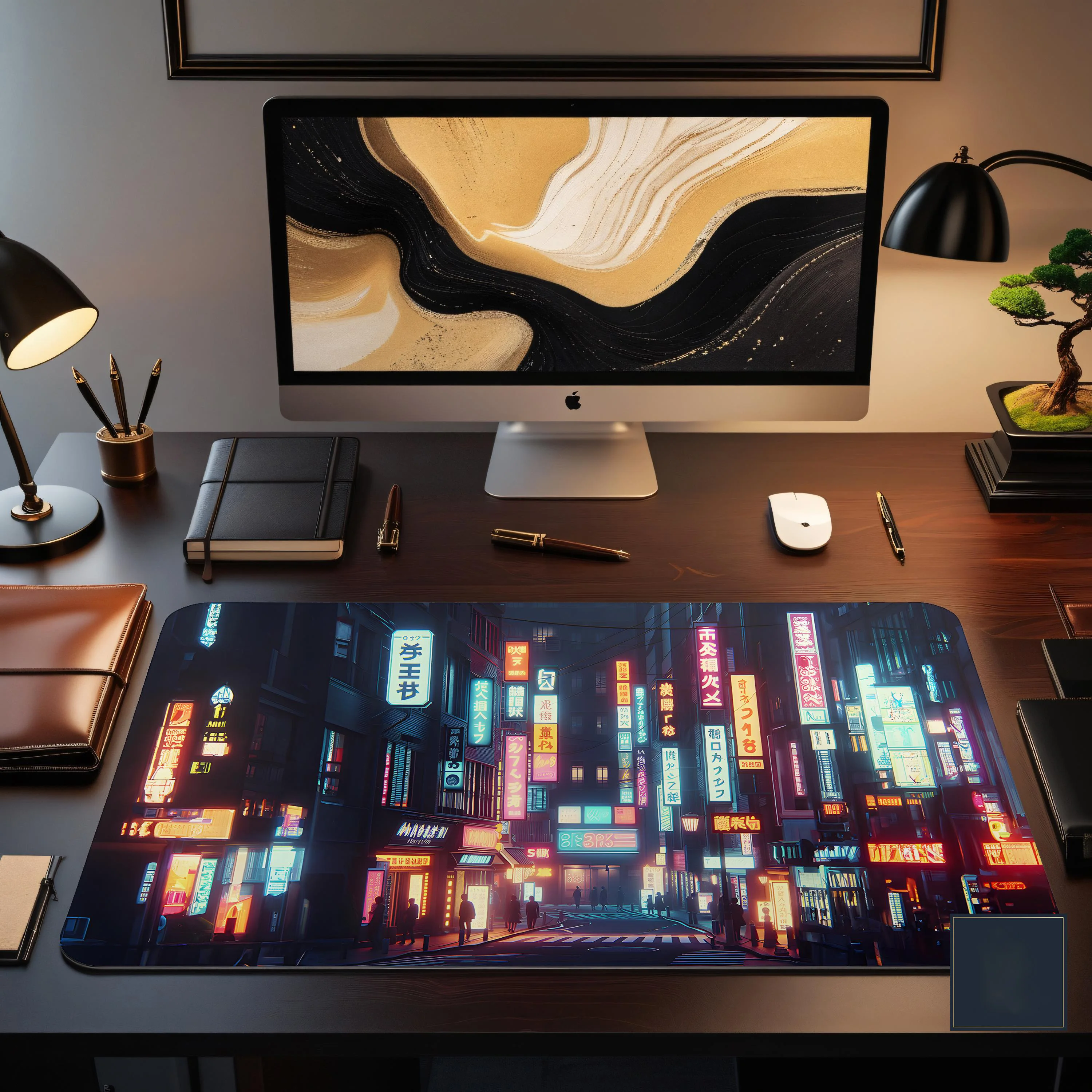 Japanese Street Scene Gamer Desk Mat, Non-slip and Waterproof Gaming Mouse Pad, Cute Desktop Protector,perfect Gift for Friends.