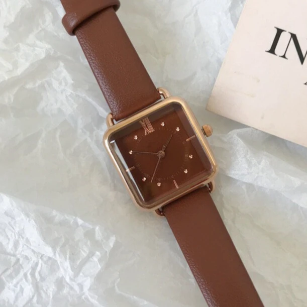 

Повседневные женские часы с квадратным тонким циферблатом и кожаным ремешком, женские наручные часы, маленькие элегантные кварцевые женские часы Reloj Mujer