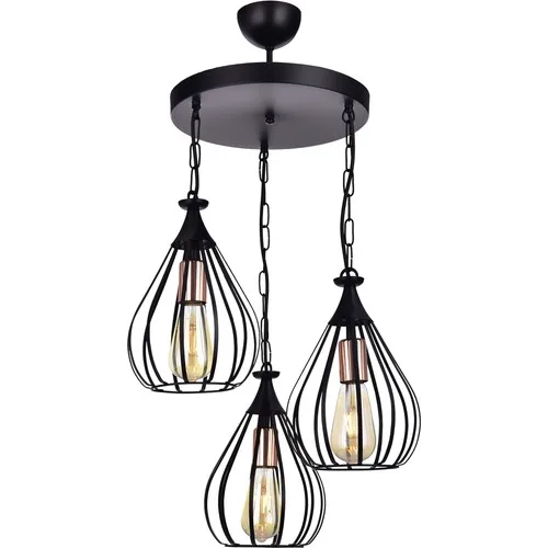 

Özbak Chandelier Cage 3'lü Modern Pendant Lamp Living Room Chandelier Black