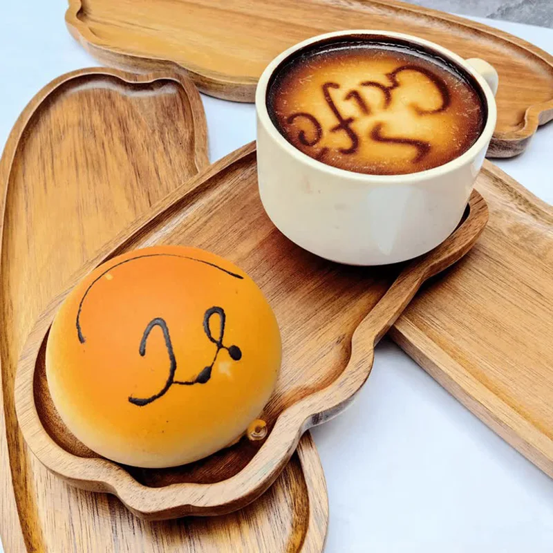 Japanese Style Wooden Tea Coffee Tray Fruit Dessert Candy Plate Wood Decorative Bread Snack Cake Food Dish Trays Tableware