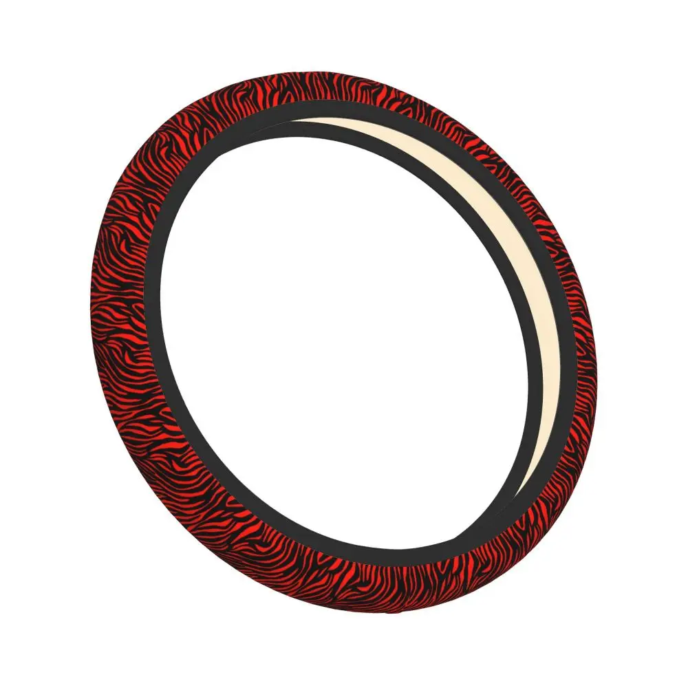 Red Zebra Stripe  Car Steering Wheel Cover Universal 14.5-15 Inch Thickened elastic steering wheel cover