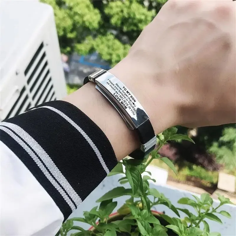 TO MY SON Silicone Courage Bracelets from Mom Dad Length Adjustable Wristband Inspirational Men Woman Jewelry