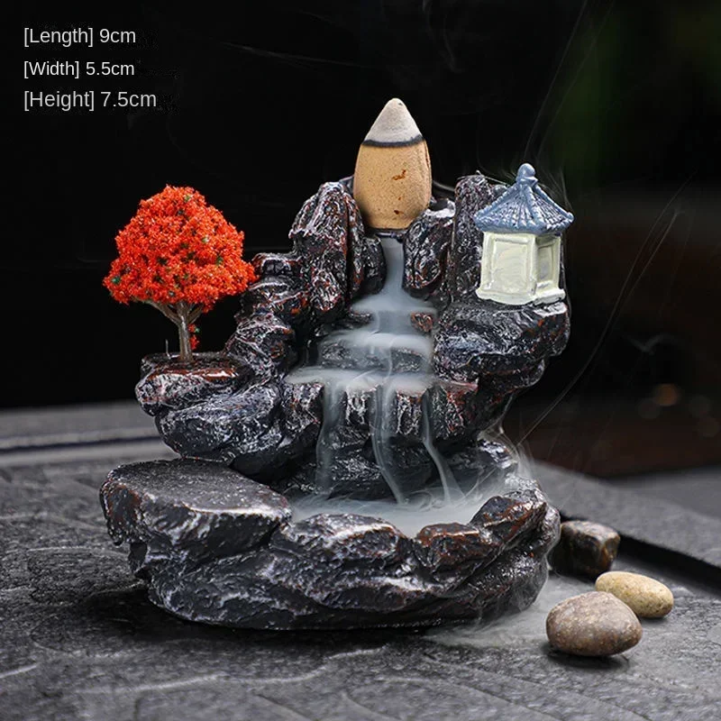 Räuchergefäß Berge Fluss Wasserfall Duft Kamin Rückfluss Aroma Rauch Zen Räuchergefäß Halter Dekoration für Zuhause