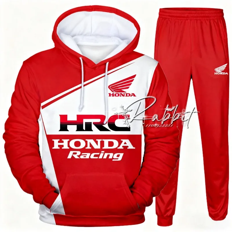 2026 جديد هوندا دراجة نارية متحمس موتو سباق الدراجات مجموعة موضة الشارع هوديي دراجة نارية السراويل الرياضية عادية قطعتين مجموعة