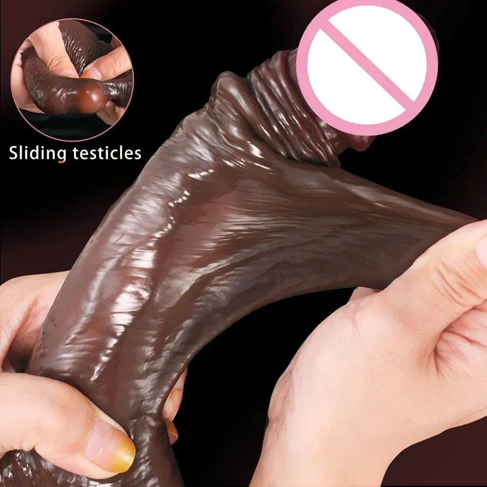 Strap On Realistic Dildos for Women Lesbian Realistic Skin Sliding Foreskin Testicles Dildo For Anal Big Dick Sex Toys Penis